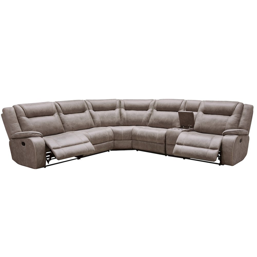 Desert Taupe 6 Piece Modular Reclining Sectional and Entertainment Console