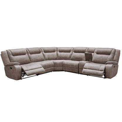 Desert Taupe 6 Piece Modular Reclining Sectional and Entertainment Console