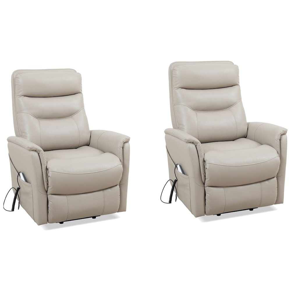 Gemini - Softy Ivory Power Lift Recliner with Articulating Headrest Two Pack