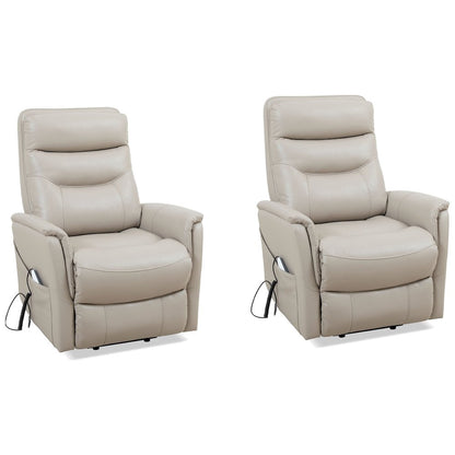 Gemini - Softy Ivory Power Lift Recliner with Articulating Headrest Two Pack