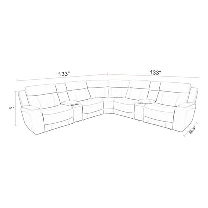 7 Piece Modular Reclining Sectional with Power Adjustable Headrests