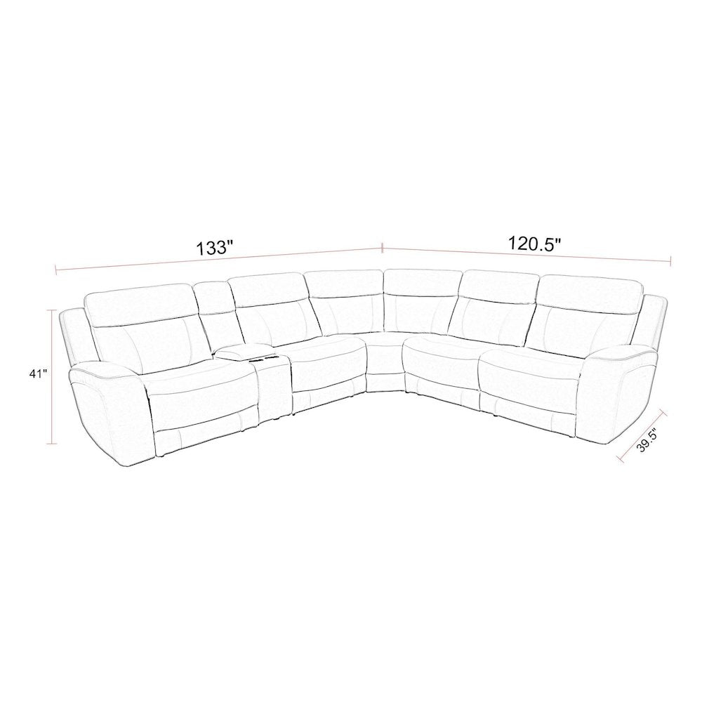6 Piece Modular Reclining Sectional with Power Adjustable Headrests