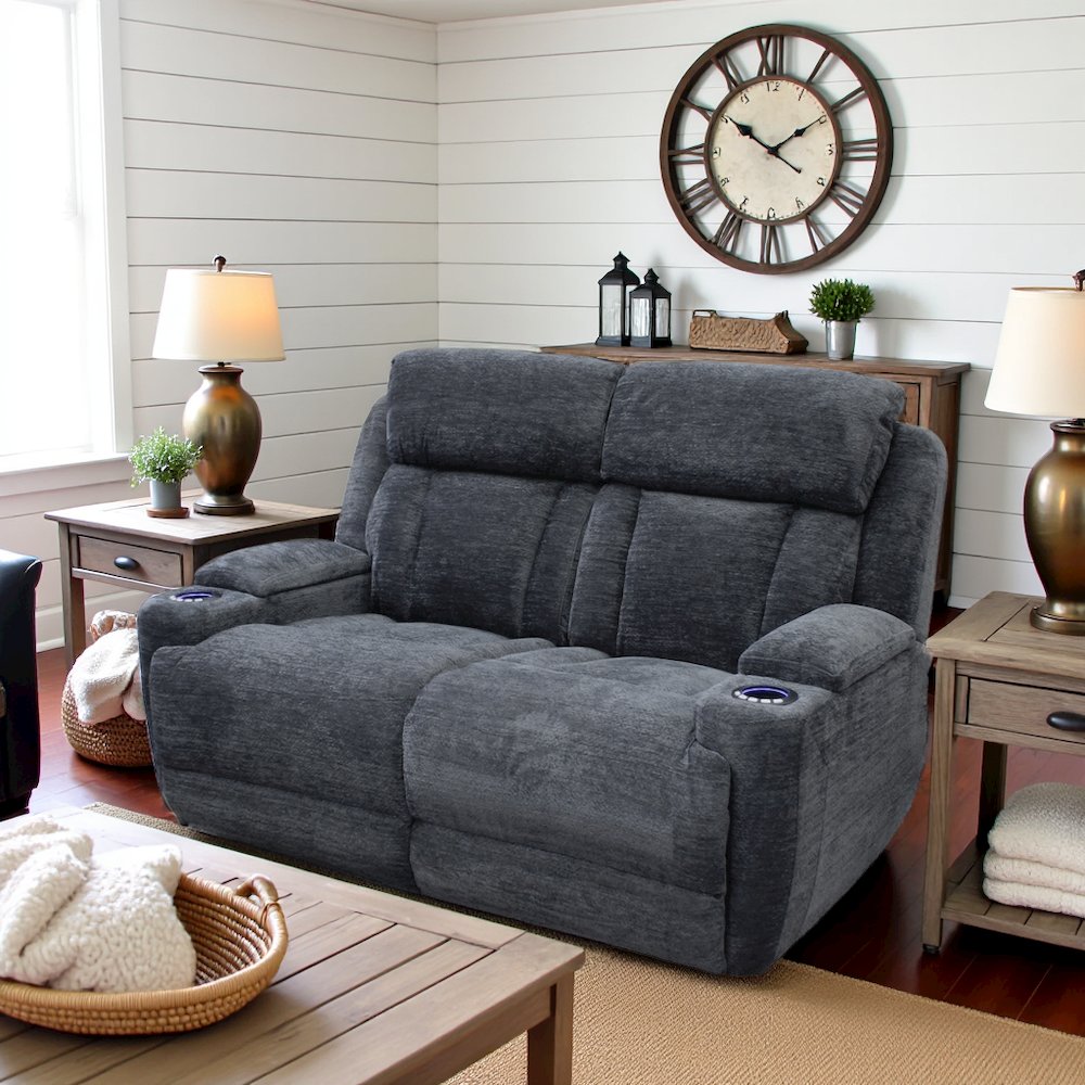 Gray Reclining Loveseat, Recliner Sofa Seating for RV and Living Room