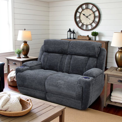 Gray Reclining Loveseat, Recliner Sofa Seating for RV and Living Room