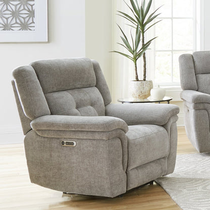 Richland - Bristol Grey Power Reclining Sofa and Two Recliners