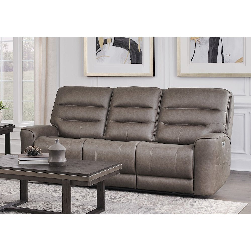 Lawson Sydney Brunette Zero Gravity Triple Power Reclining Sofa with Drop