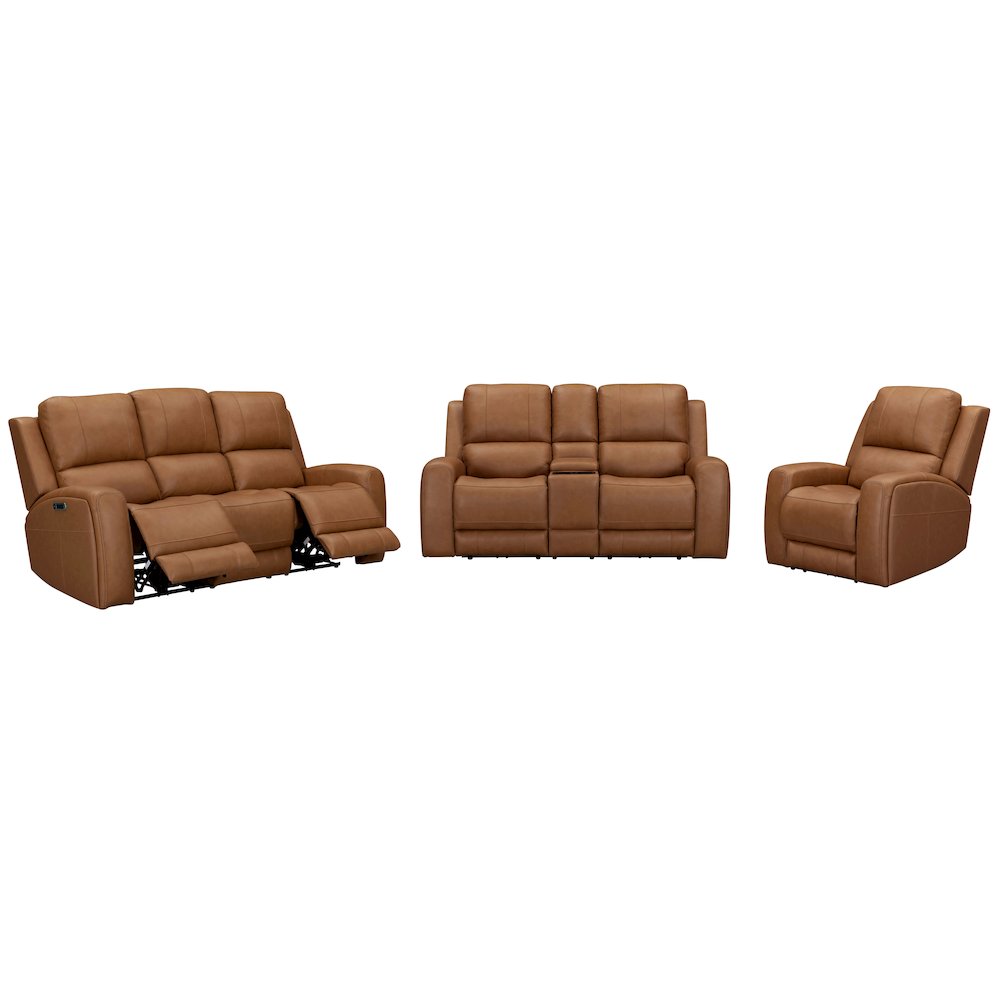 Belmont Lyric Caramel Zero Gravity Power Reclining Sofa Loveseat and Recliner