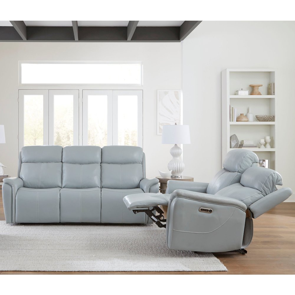 Cascade - Seamist Grey Power Reclining Sofa and Loveseat