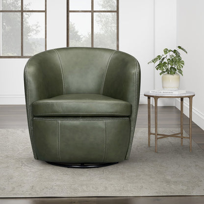 Barolo Lyric Sage 100% Italian Leather Swivel Club Chair Two Pack