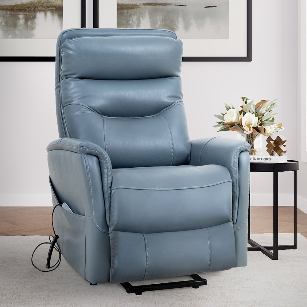 Gemini - Softy Azure Power Lift Recliner with Articulating Headrest Two Pack