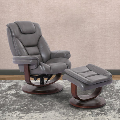 Monarch - Ice Manual Reclining Swivel Chair and Ottoman
