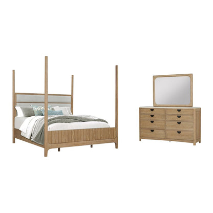 Bedroom Queen Poster Bed with Dresser and Mirror