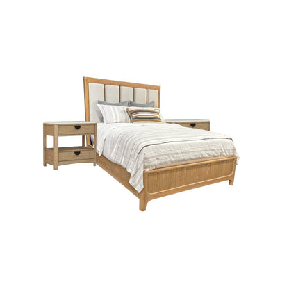 Bedroom Queen Panel Bed with 2 Nightstands
