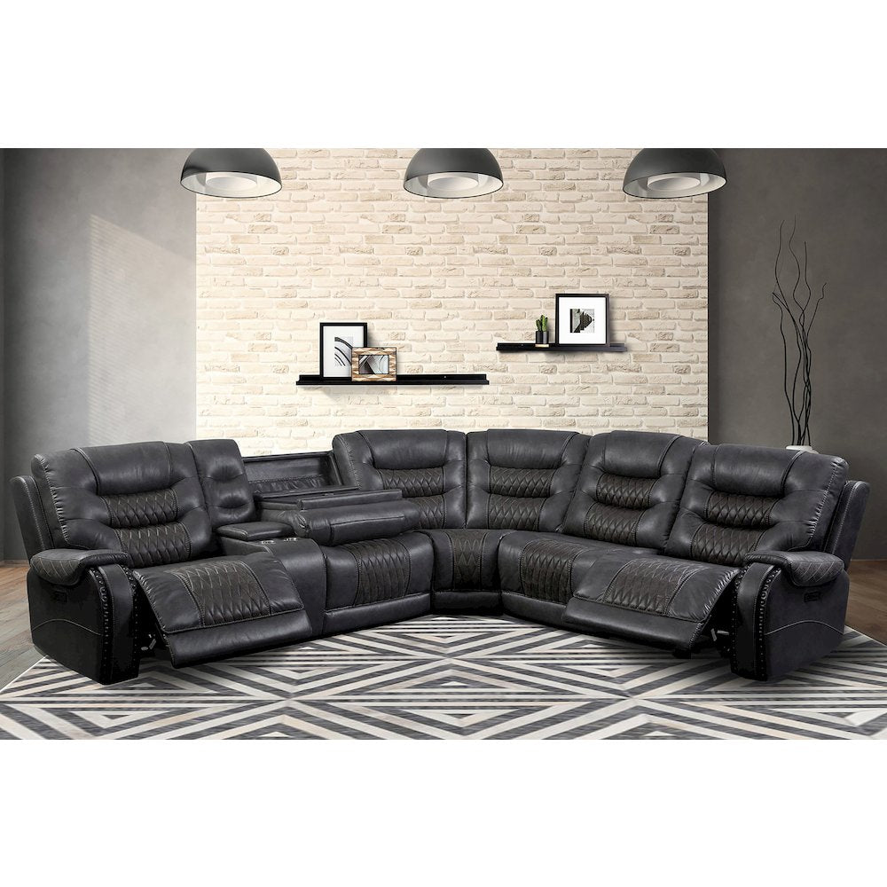 Stallion 6 Piece Modular Power Sectional with Drop Down Table