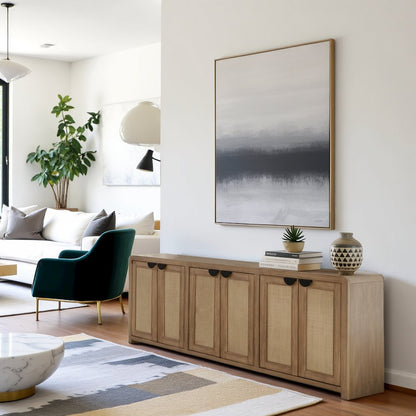 Brown Under TV Cabinet Base Cabinet with Display Doors and Storage