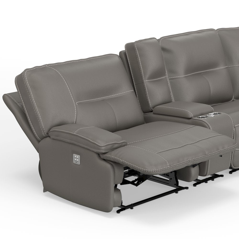 6 Piece Modular Power Reclining Sectional with Power Adjustable Headrests