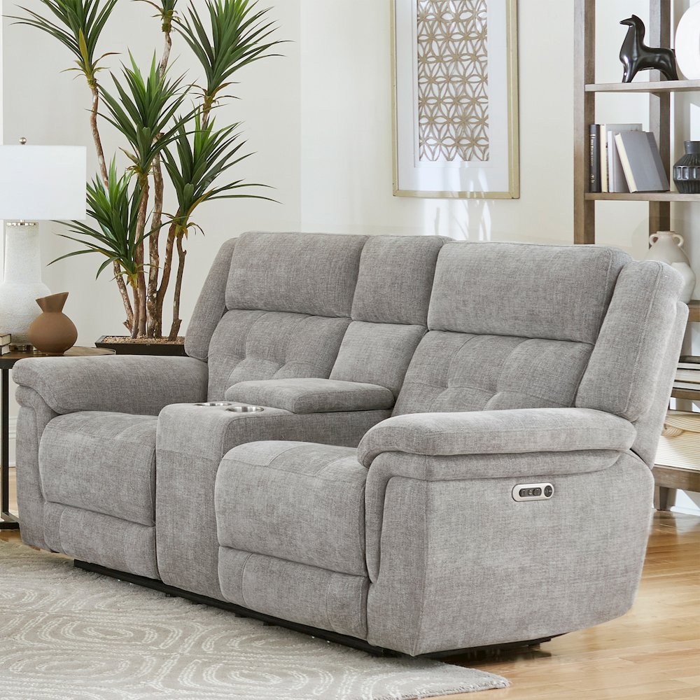 Richland - Bristol Grey Power Reclining Console Loveseat