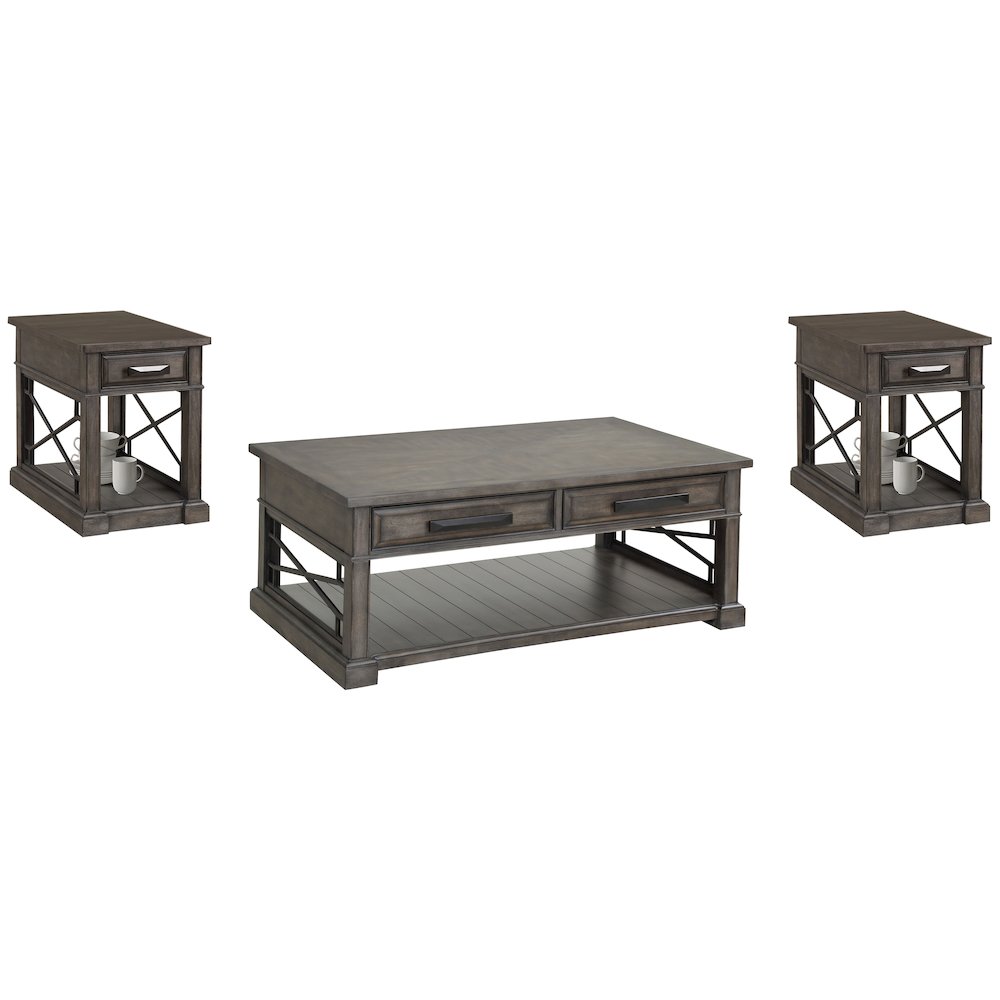 Sundance - Smokey Grey Cocktail Table with 2 Chairside Tables
