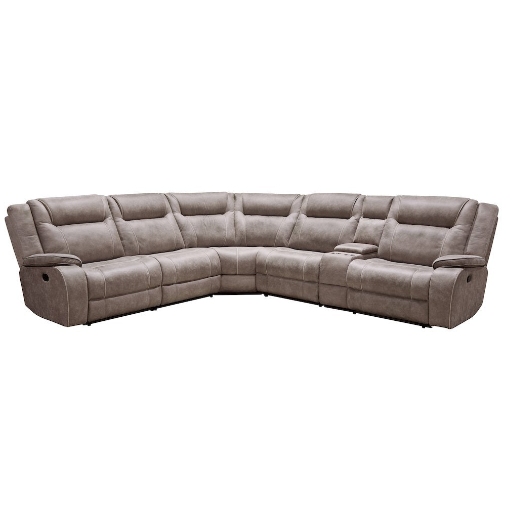 Desert Taupe 6 Piece Modular Reclining Sectional and Entertainment Console