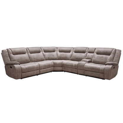 Desert Taupe 6 Piece Modular Reclining Sectional and Entertainment Console