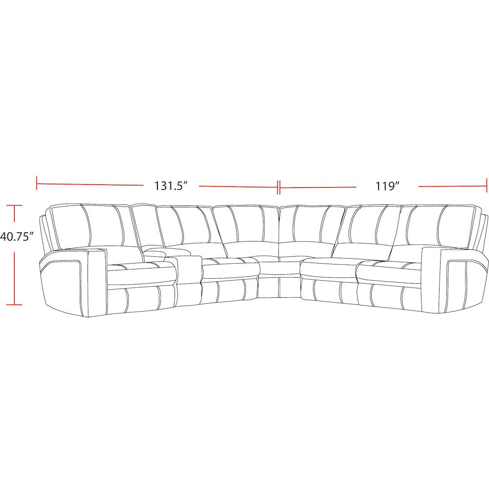 6 Piece Modular Power Reclining Sectional with Power Adjustable Headrests