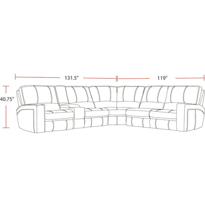 6 Piece Modular Power Reclining Sectional with Power Adjustable Headrests