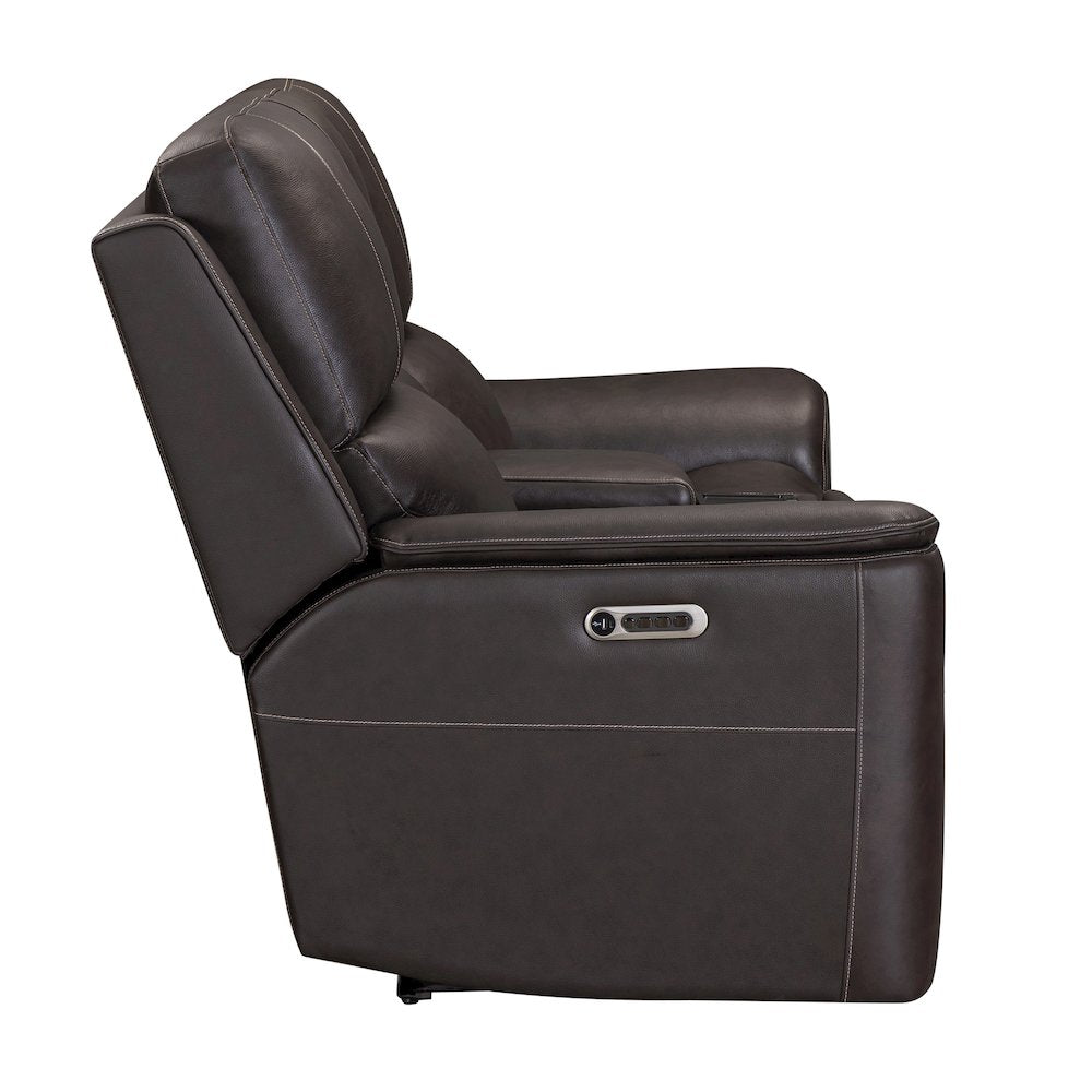 Easton Steamboat Brown Zero Gravity Power Reclining Tilt Console Loveseat P3