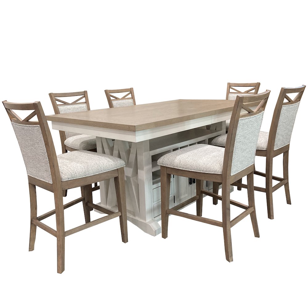 Modern Dining 72 In. Island Counter-Height Extendable Dining Table