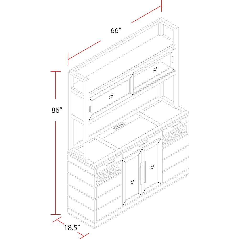 Pure Modern Dining 66 In. Buffet with Hutch
