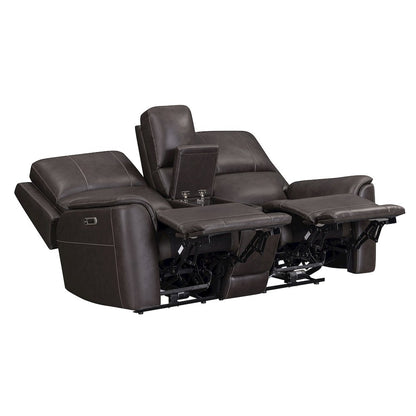 Easton Steamboat Brown Zero Gravity Power Reclining Tilt Console Loveseat P3