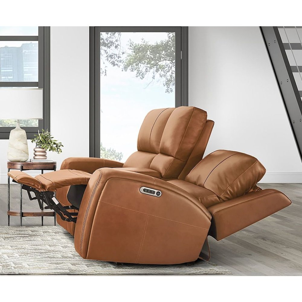 Belmont Lyric Caramel Zero Gravity Power Reclining Tilt Console Loveseat P3