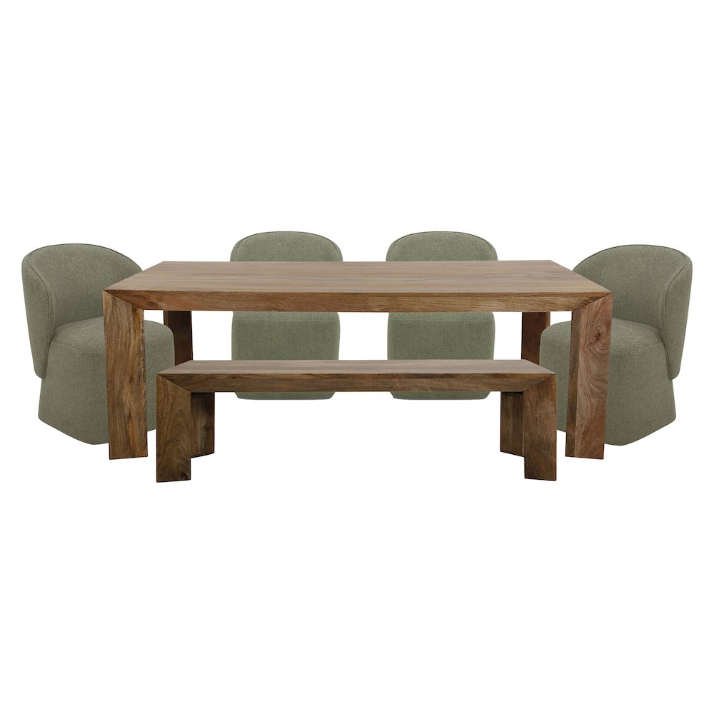 Downtown Dining 86 In. Rectangular Dining Table With 4 Upholstered Chairs