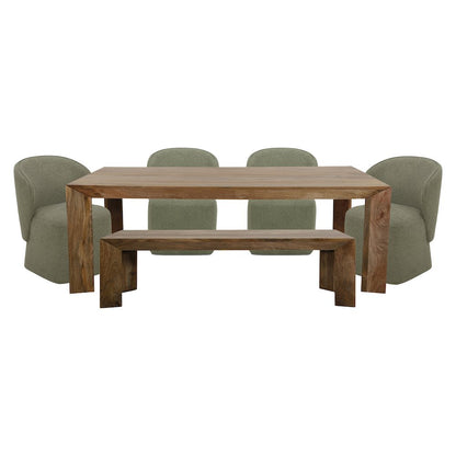 Downtown Dining 86 In. Rectangular Dining Table With 4 Upholstered Chairs