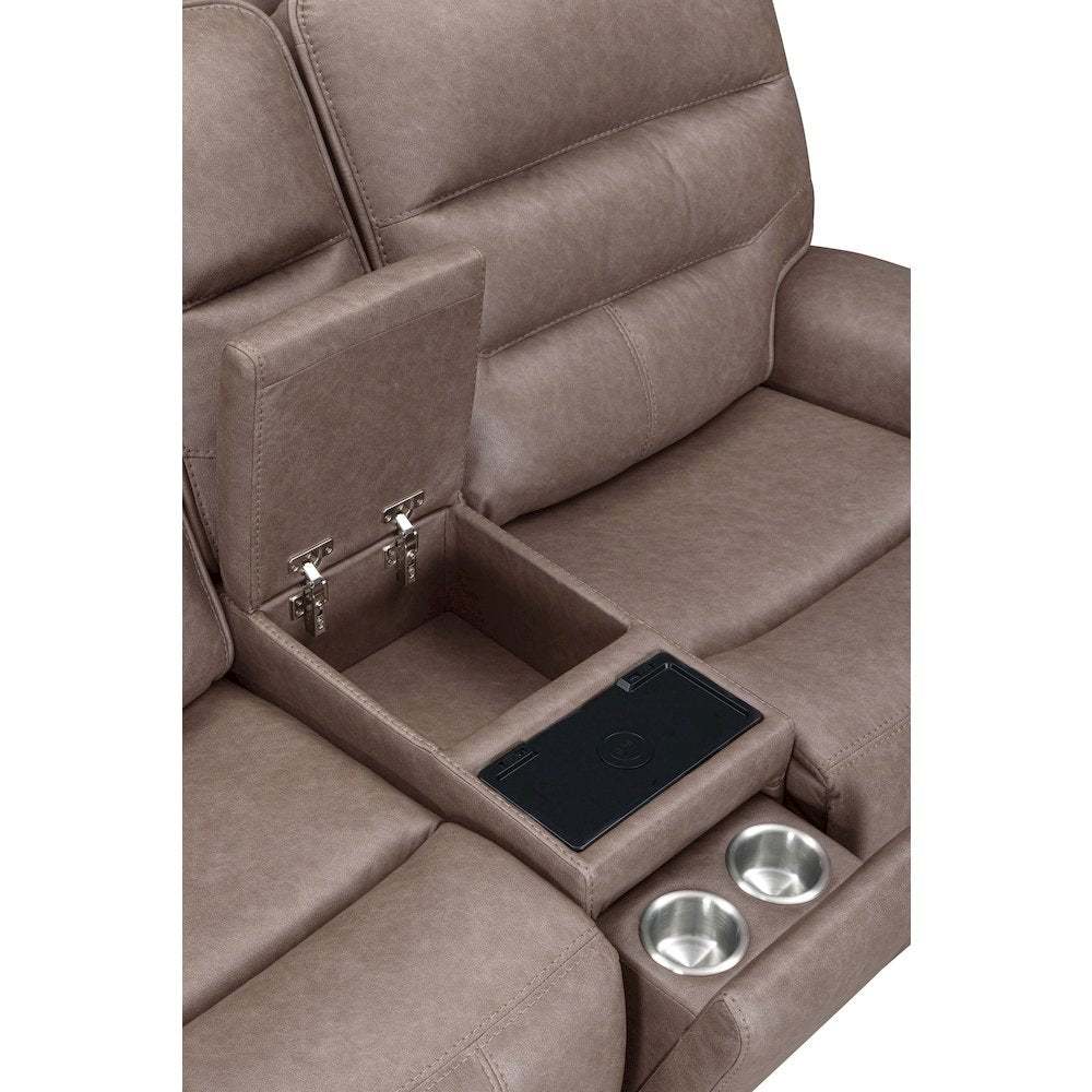 Lawson Sydney Brunette Power Zero Gravity Tilt Console Loveseat P2