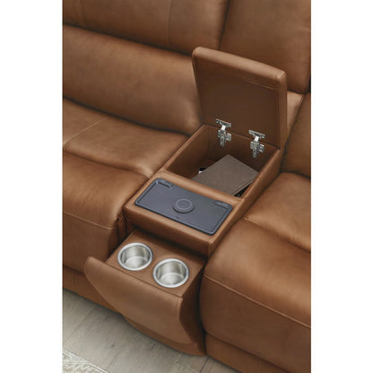 Belmont Lyric Caramel Zero Gravity Power Reclining Sofa and Loveseat