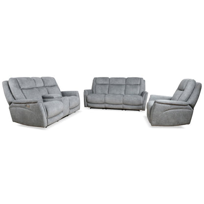 Linus - Hudson Grey Power Reclining Sofa Loveseat and Recliner