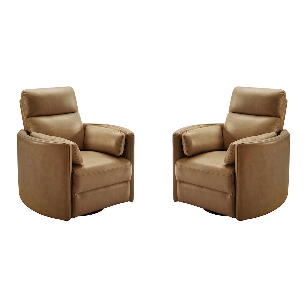 Radius Vintage Caramel Swivel Power Glider Recliner Two Pack