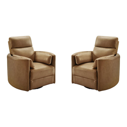 Radius Vintage Caramel Swivel Power Glider Recliner Two Pack