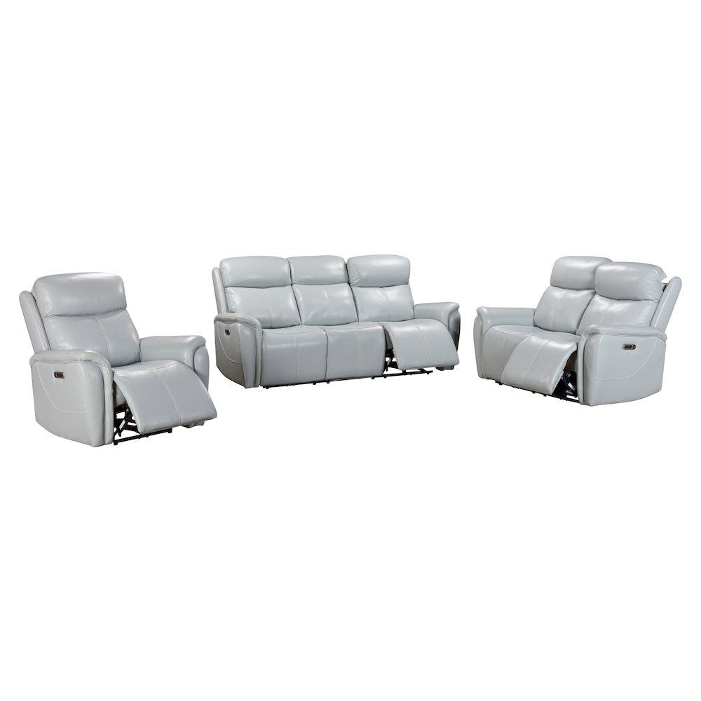 Cascade - Seamist Grey Power Reclining Sofa Loveseat and Recliner