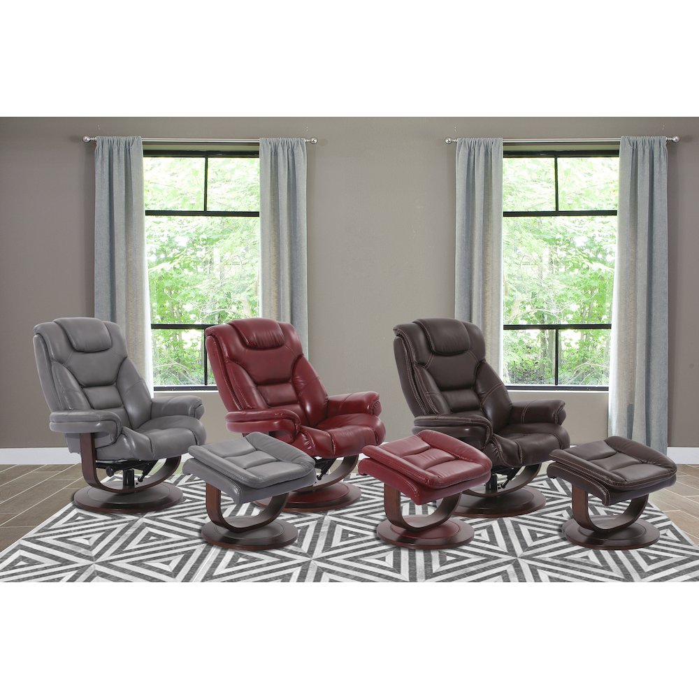 Monarch - Ice Manual Reclining Swivel Chair and Ottoman
