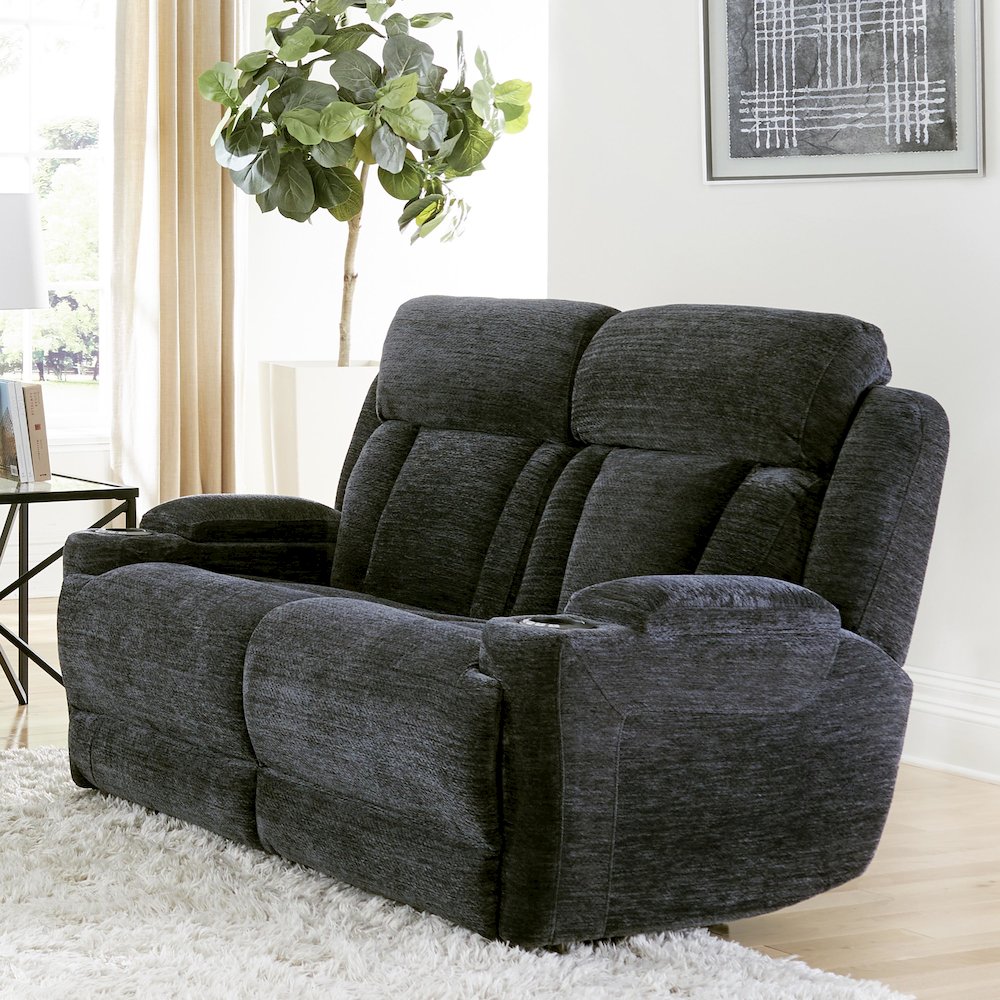 Dalton - Lucky Charcoal Power Reclining Sofa Loveseat and Recliner