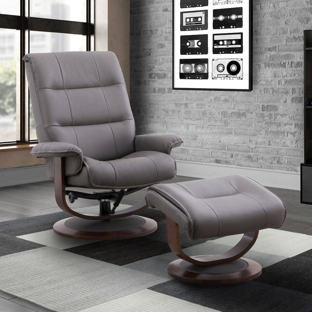 Knight - Haze Manual Reclining Swivel Chair and Ottoman