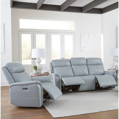 Cascade - Seamist Grey Power Reclining Sofa and Recliner