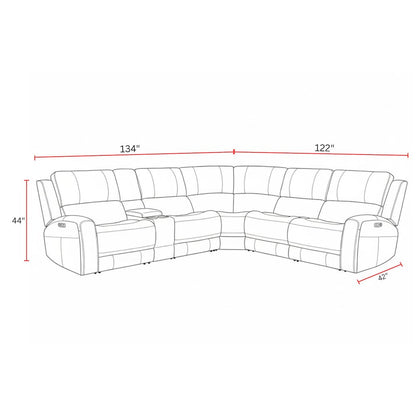 Belmont Lyric Caramel 6 Piece Zero Gravity Power Reclining Sectional with