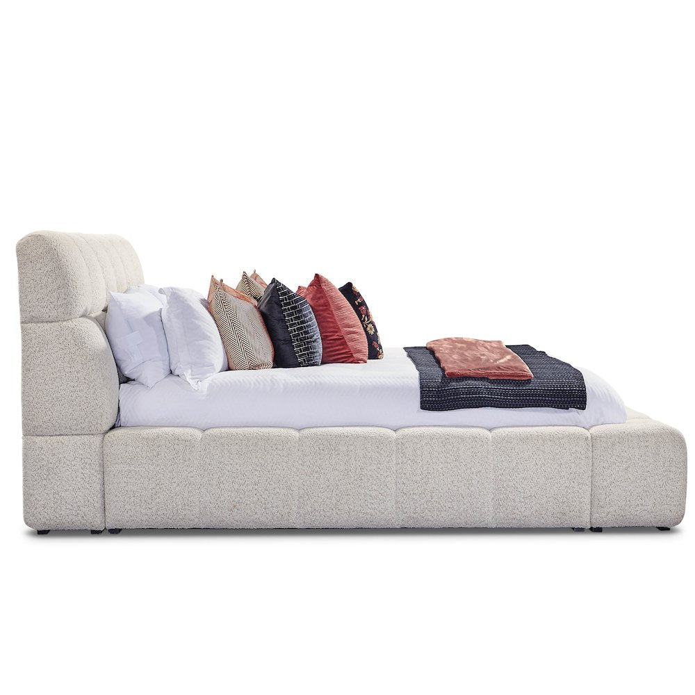 - Fluffy River Rock Queen Upholstered Bed