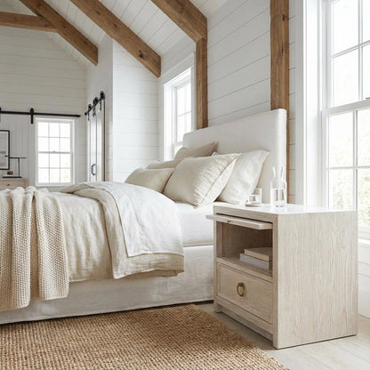 Sea Oat Drawer Nightstand with Distressed Finish and Stylish Design