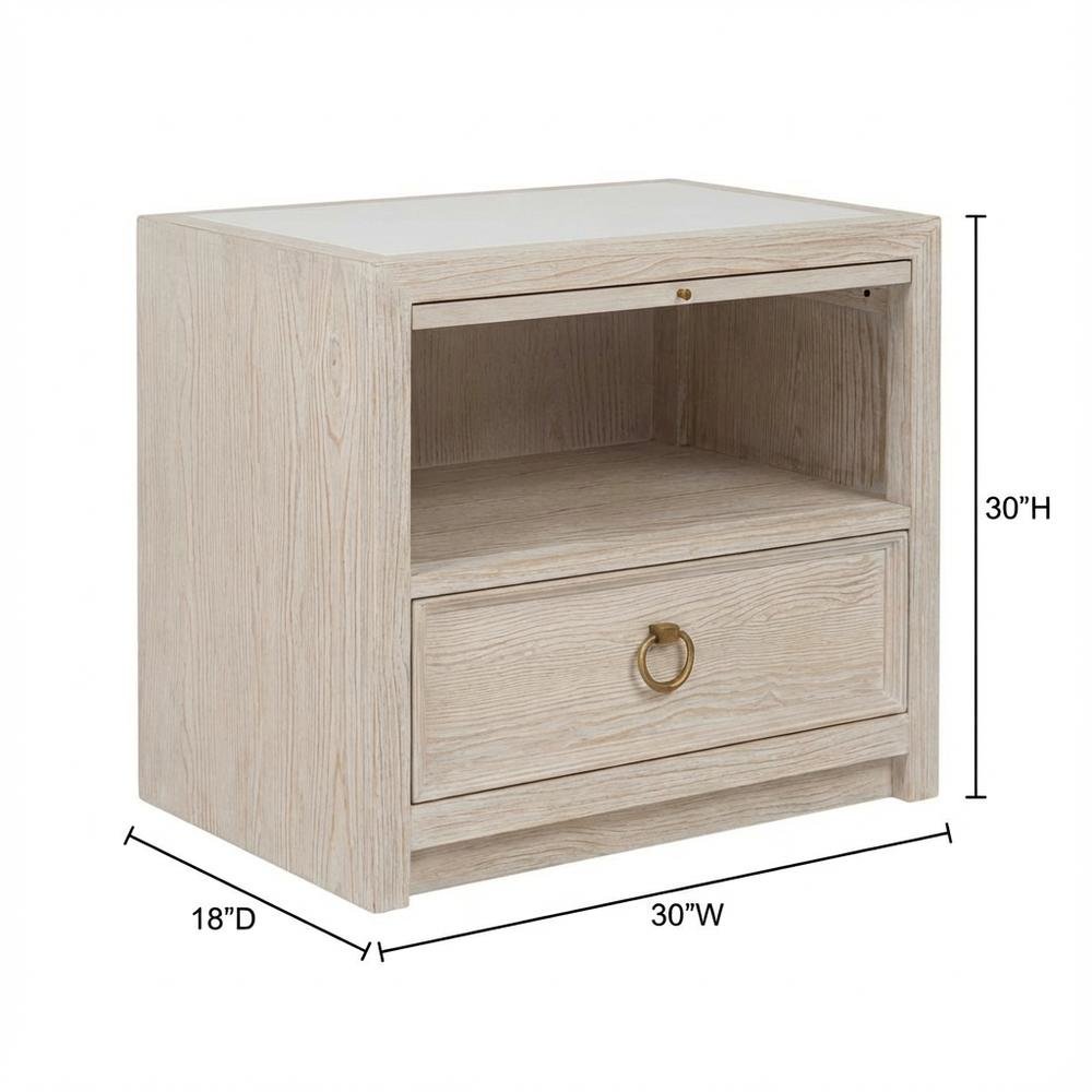 Sea Oat Drawer Nightstand with Distressed Finish and Stylish Design