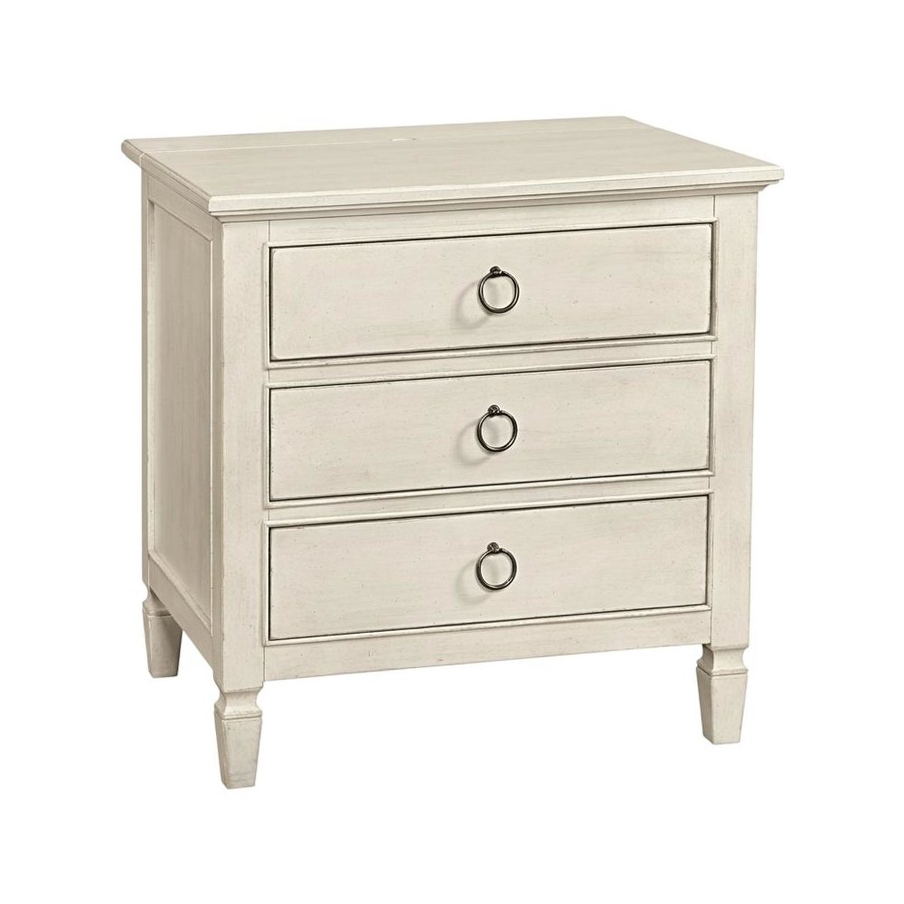 Cotton Nightstand with Distressed Finish for Bedroom Decor