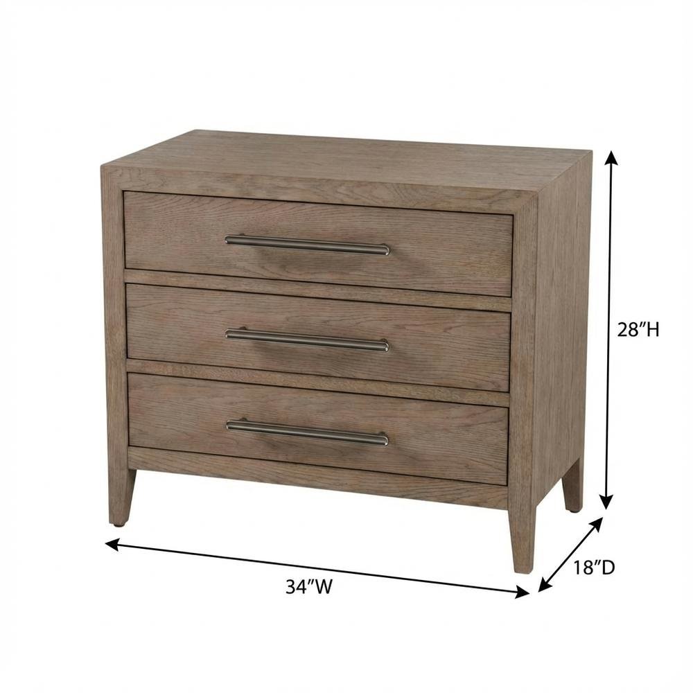 Gray Oak Finish Nightstand with Modern Design and Distressed Accents