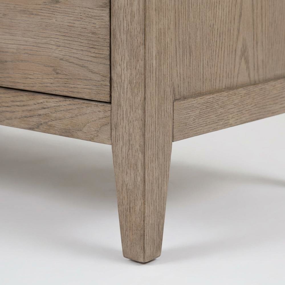 Gray Oak Finish Nightstand with Modern Design and Distressed Accents